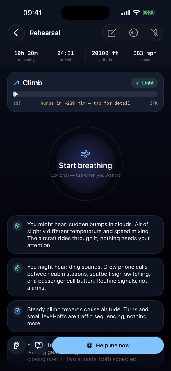 Live companion: explains every phase of the flight
