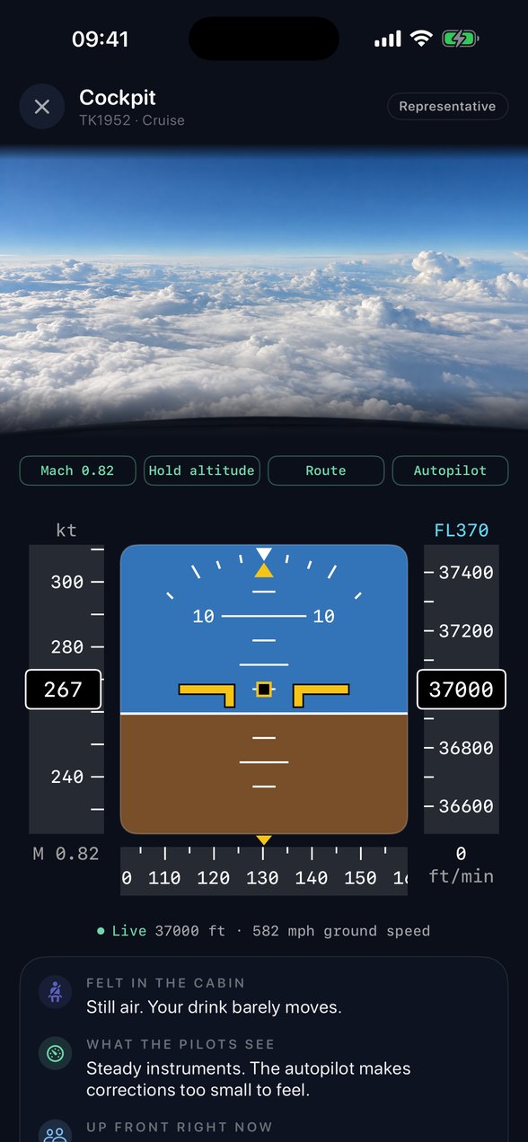 Cockpit: what the pilots' display shows right now, with live data